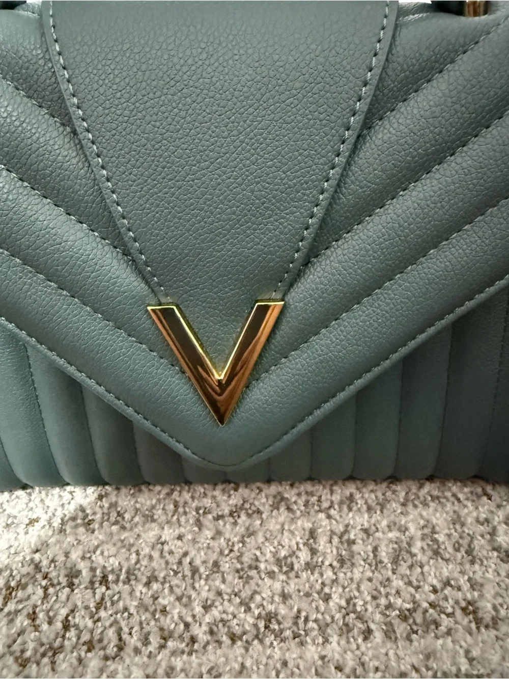 Crossi Quilted Top-Handle Satchel in Light Blue